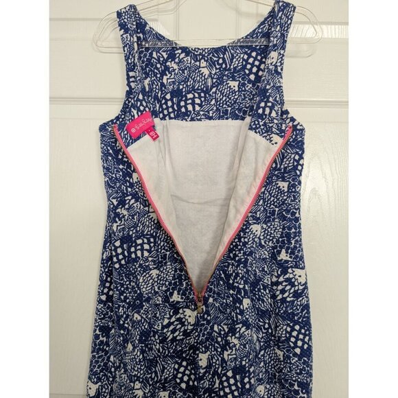 Lilly Pulitzer for Target Dress Womens Size 4 Blue Upstream Fish Shift Stretch - Picture 6 of 11